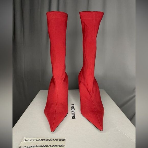 2 item bundle - Balenciaga Red Velvet Boot - Prada Luna shoulder bag - Red Blue - Picture 2 of 11